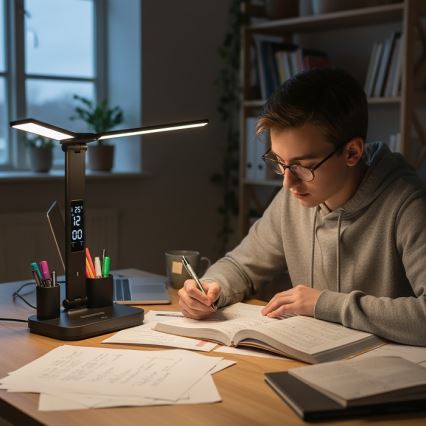 LED-dæmpbar genopladelig bordlampe NOBLITE P LED/5W/5V 3000/4000/6000K 2200 mAh sort