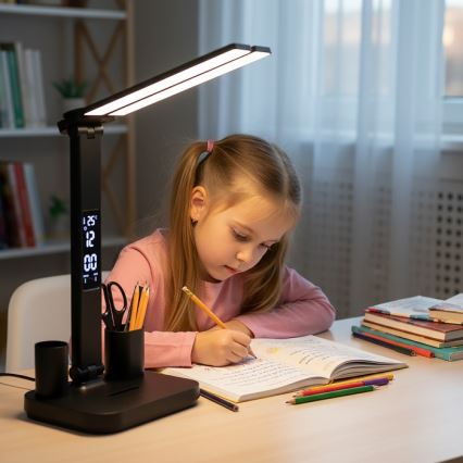 LED-dæmpbar genopladelig bordlampe NOBLITE P LED/5W/5V 3000/4000/6000K 2200 mAh sort