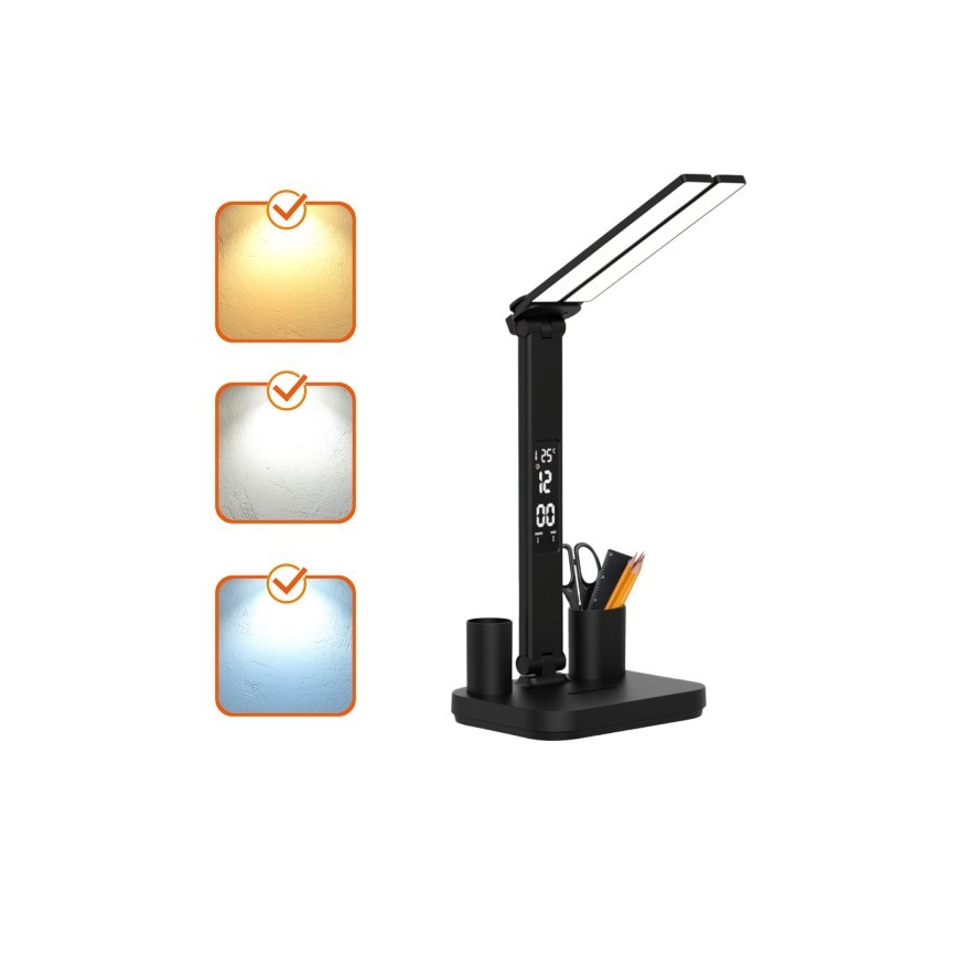 LED-dæmpbar genopladelig bordlampe NOBLITE P LED/5W/5V 3000/4000/6000K 2200 mAh sort