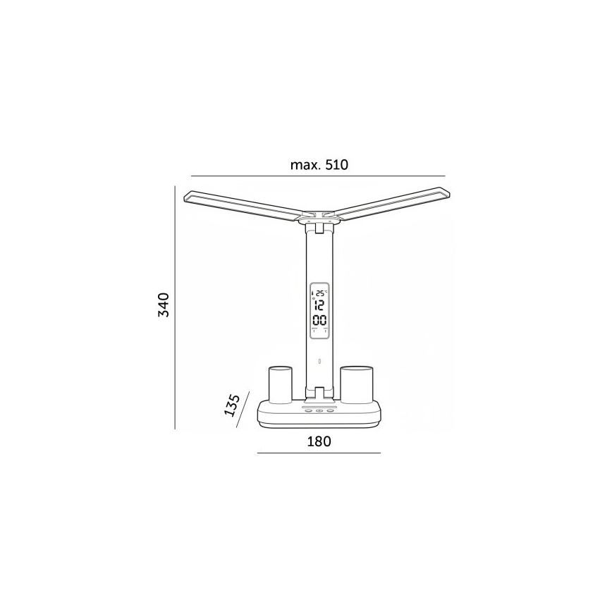 LED-dæmpbar genopladelig bordlampe NOBLITE P LED/5W/5V 3000/4000/6000K 2200 mAh sort