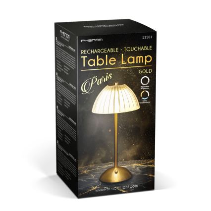 LED dæmpbar genopladelig bordlampe PARIS LED/2W/5V 2700K/4000K/6500K 800 mAh guld