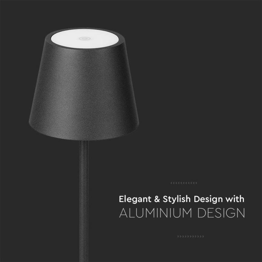 LED Dæmpbar Genopladelig Gulvlampe 3-i-1 LED/4W/5V 4400 mAh 3000K IP54 Sort