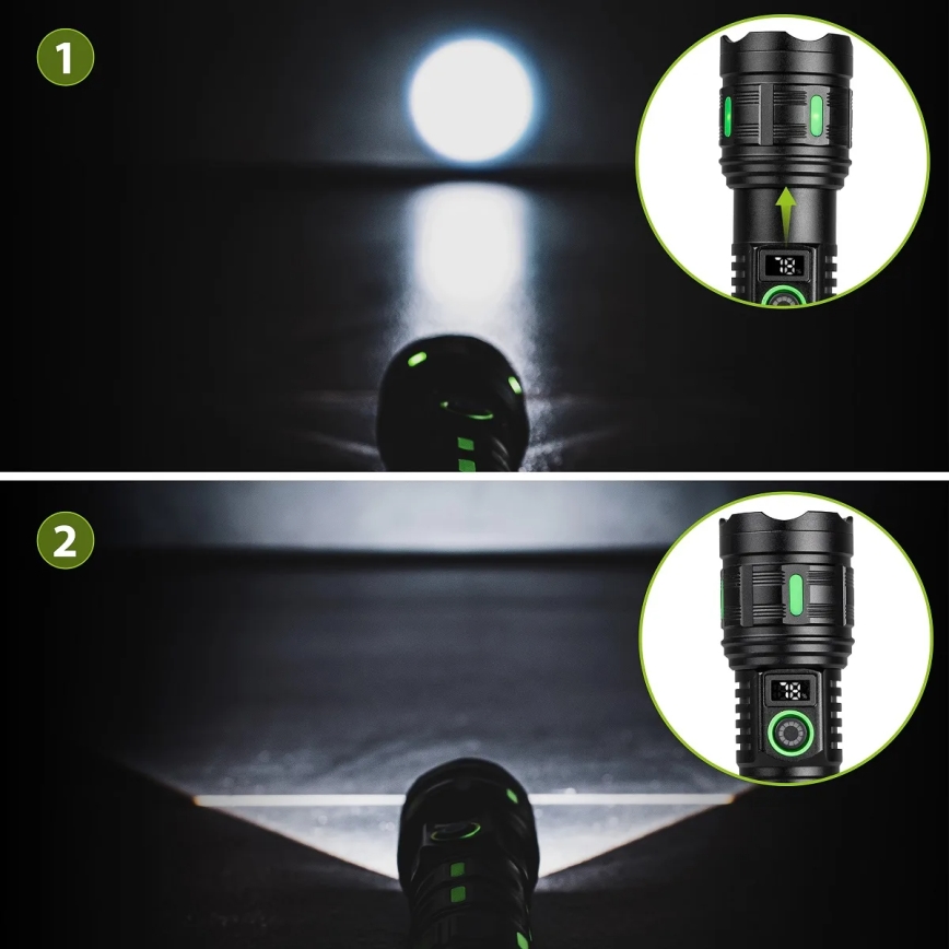 LED-dæmpbar genopladelig lommelygte med powerbank-funktion LED/20W/5V IP44 1200 lm 5000 mAh