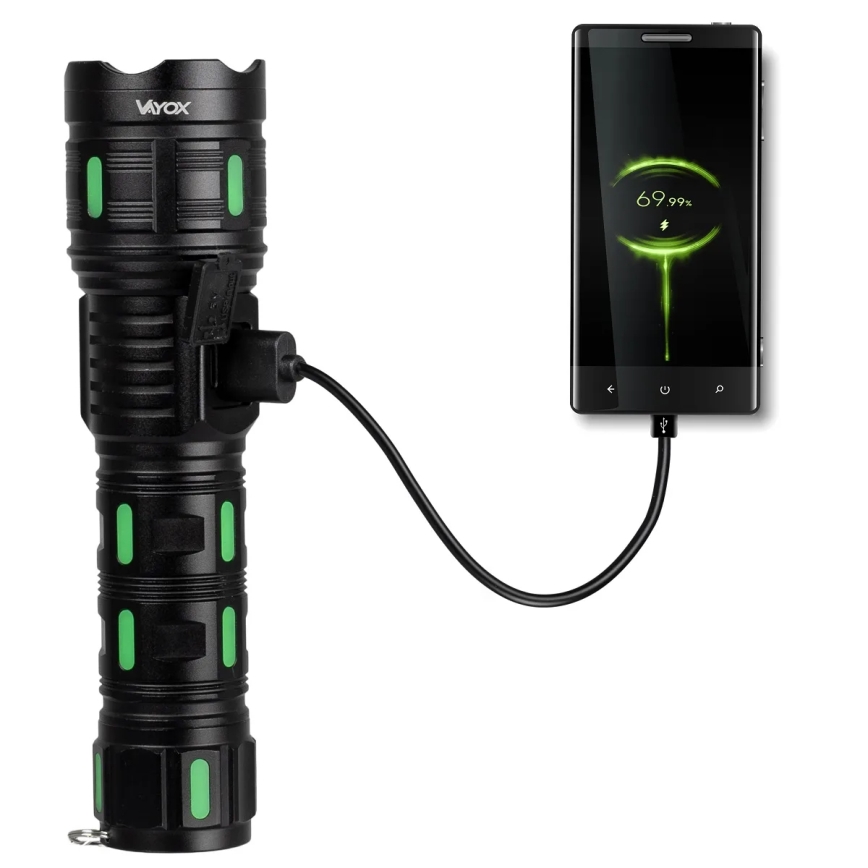 LED-dæmpbar genopladelig lommelygte med powerbank-funktion LED/20W/5V IP44 1200 lm 5000 mAh