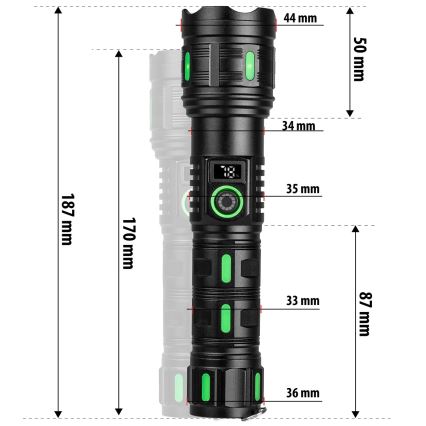 LED-dæmpbar genopladelig lommelygte med powerbank-funktion LED/20W/5V IP44 1200 lm 5000 mAh
