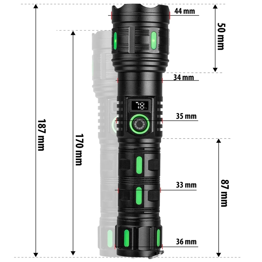 LED-dæmpbar genopladelig lommelygte med powerbank-funktion LED/20W/5V IP44 1200 lm 5000 mAh