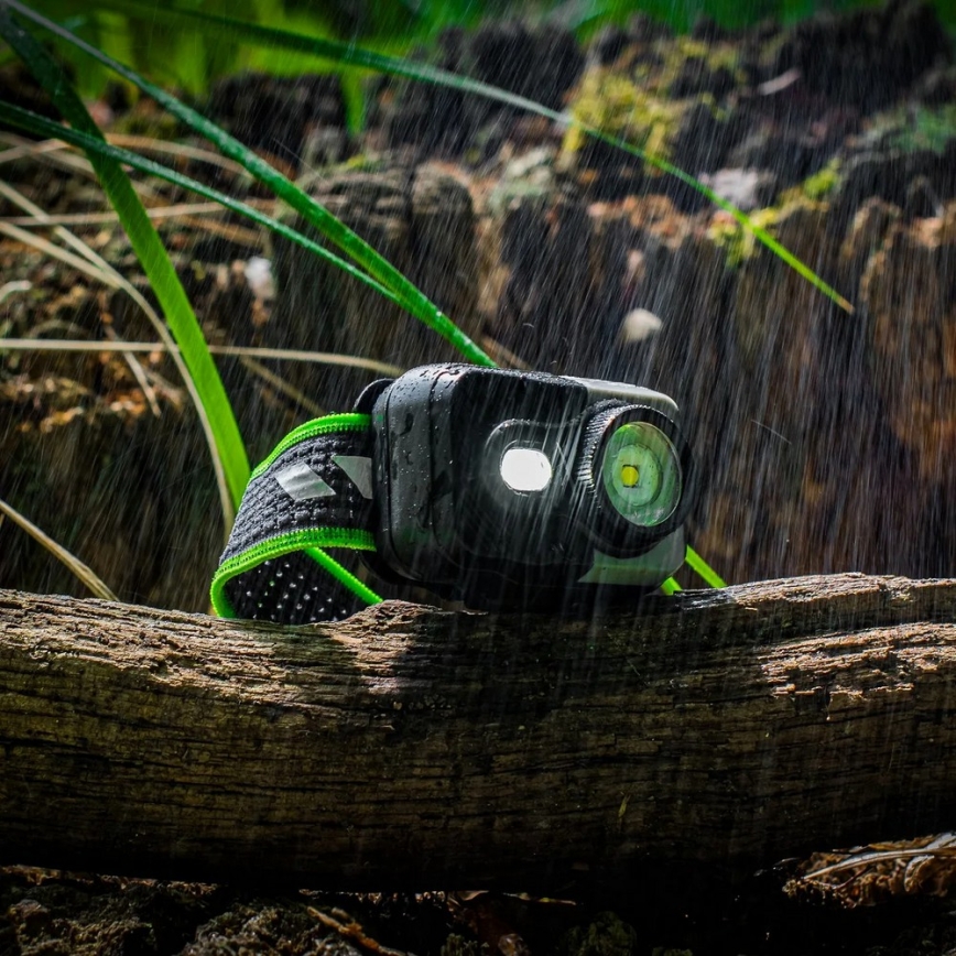 LED-dæmpbar genopladelig pandelampe LED/10W/5V/3xAAA IP66 800 lm 1000 mAh