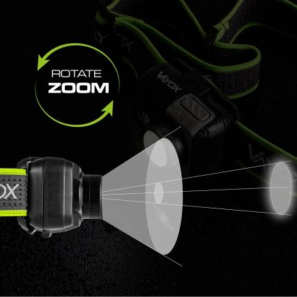 LED-dæmpbar genopladelig pandelampe LED/10W/5V/3xAAA IP66 800 lm 1000 mAh