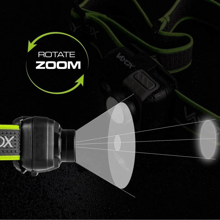 LED-dæmpbar genopladelig pandelampe LED/10W/5V/3xAAA IP66 800 lm 1000 mAh