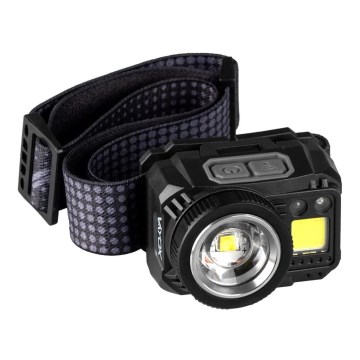 LED Dæmpbar genopladelig pandelampe med sensor og rødt lys LED/6W/5V/3xAAA IP44 500 skinnende 1200 mAh