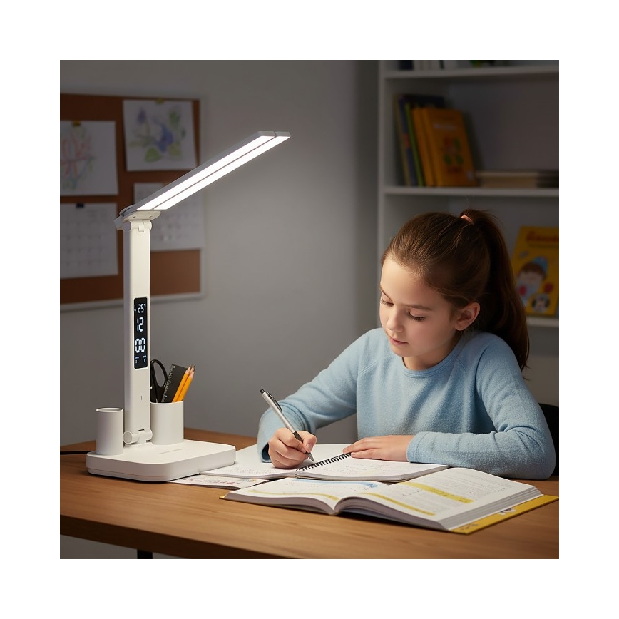 LED dæmpbar genopladelig skrivebordslampe NOBLITE P LED/5W/5V 3000/4000/6000K 2200 mAh hvid
