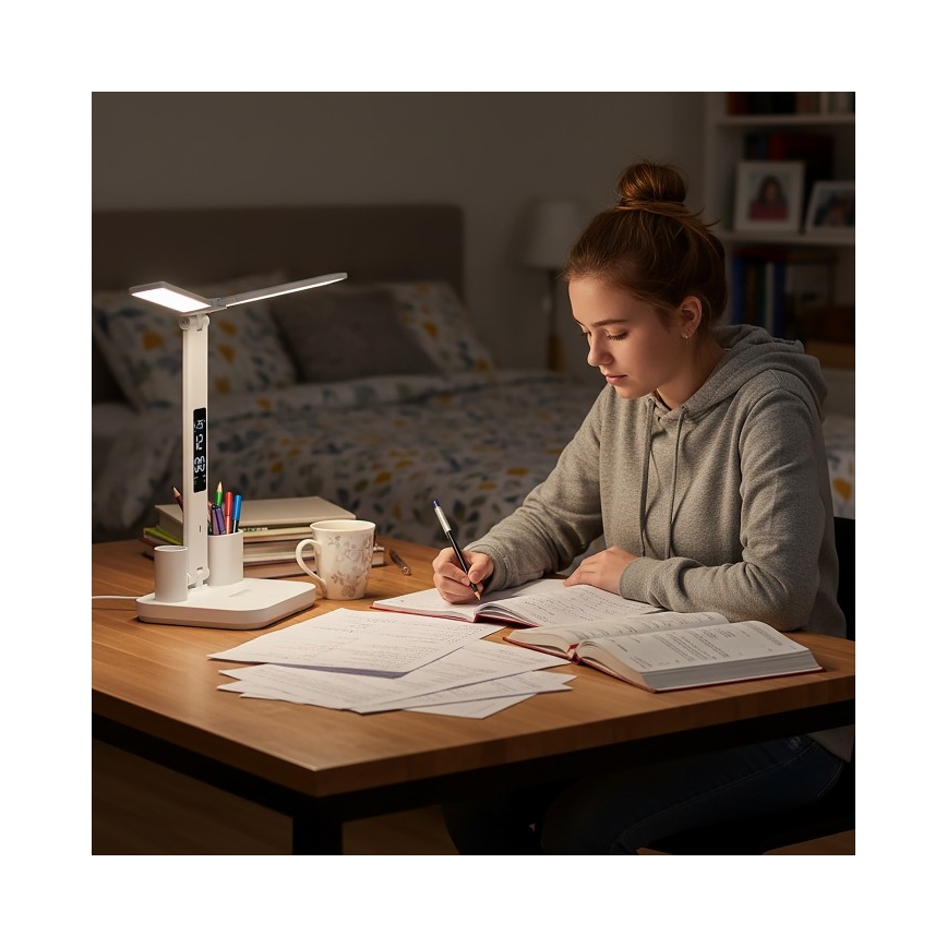 LED dæmpbar genopladelig skrivebordslampe NOBLITE P LED/5W/5V 3000/4000/6000K 2200 mAh hvid