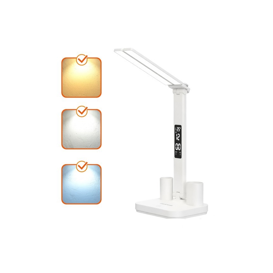 LED dæmpbar genopladelig skrivebordslampe NOBLITE P LED/5W/5V 3000/4000/6000K 2200 mAh hvid