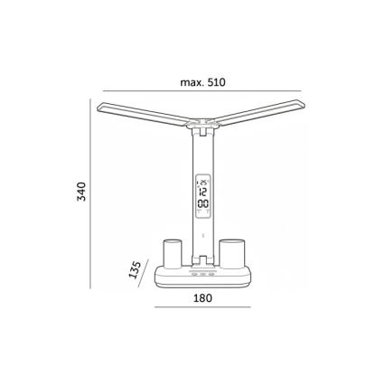 LED dæmpbar genopladelig skrivebordslampe NOBLITE P LED/5W/5V 3000/4000/6000K 2200 mAh hvid