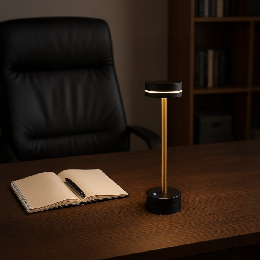 LED dæmpbar genopladelig skrivebordslampe SAM LED/5W/5V sort/guld