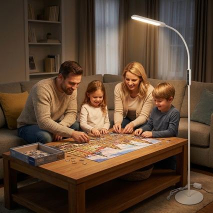 Dæmpbar LED-gulvlampe TEILO LED/10W/230V 3000/4000/6500K hvid + fjernbetjening