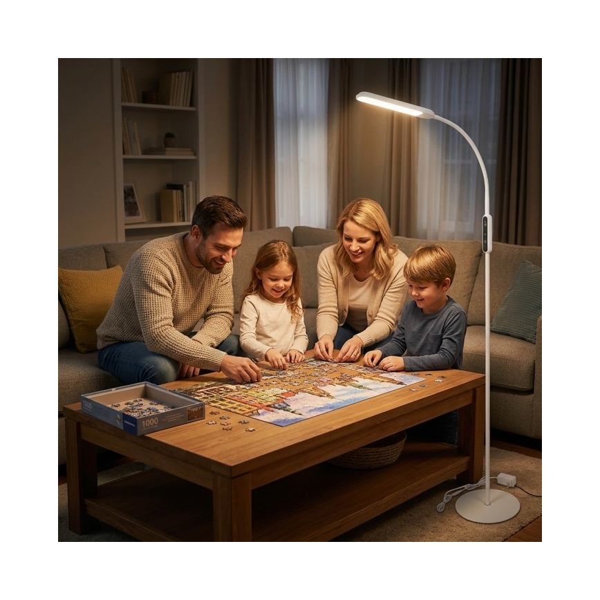 Dæmpbar LED-gulvlampe TEILO LED/10W/230V 3000/4000/6500K hvid + fjernbetjening