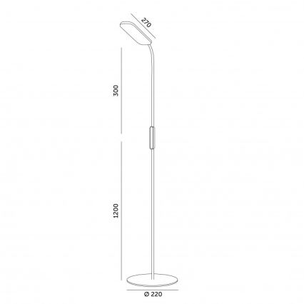 Dæmpbar LED-gulvlampe TEILO LED/10W/230V 3000/4000/6500K hvid + fjernbetjening