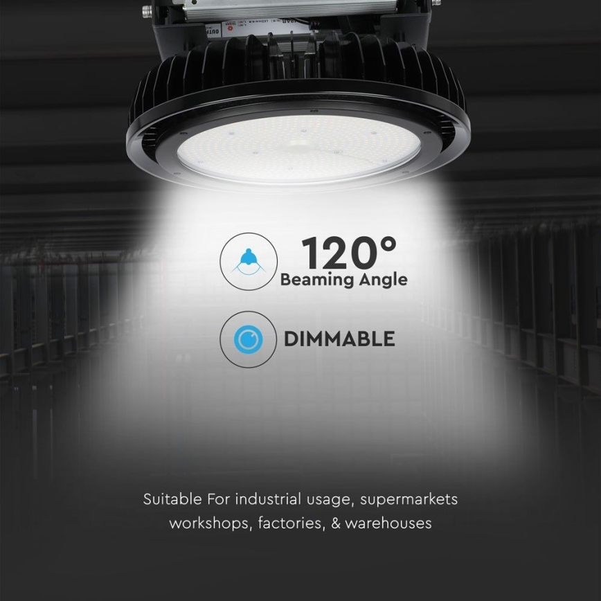 LED Dæmpbar kraftig lys High Bay LED/500W/230V 4000K IP65 sort