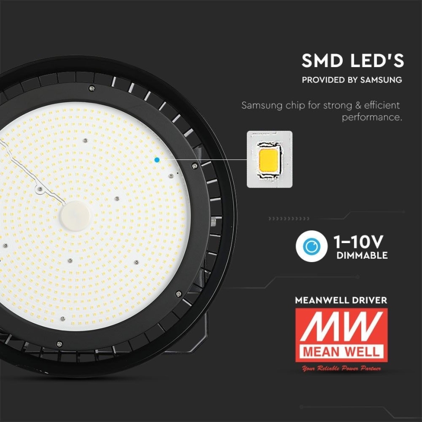 LED Dæmpbar kraftig lys High Bay LED/500W/230V 4000K IP65 sort
