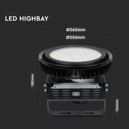 LED Dæmpbar kraftig lys High Bay LED/500W/230V 4000K IP65 sort