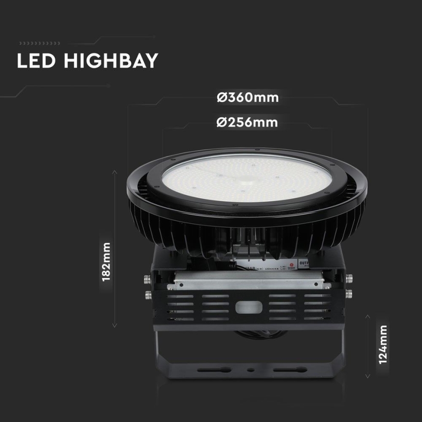 LED Dæmpbar kraftig lys High Bay LED/500W/230V 4000K IP65 sort