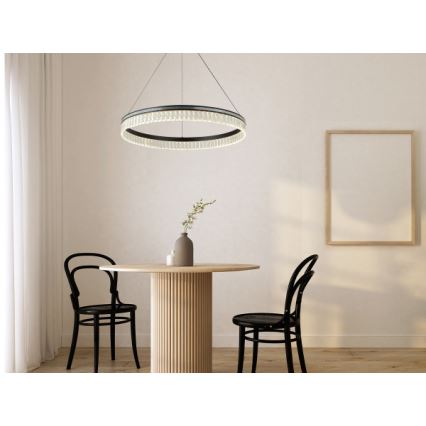 LED dæmpbar krystallysekrone på stålwire THALIA LED/55W/230V 3000-6000K Ø 80 cm + fjernbetjening