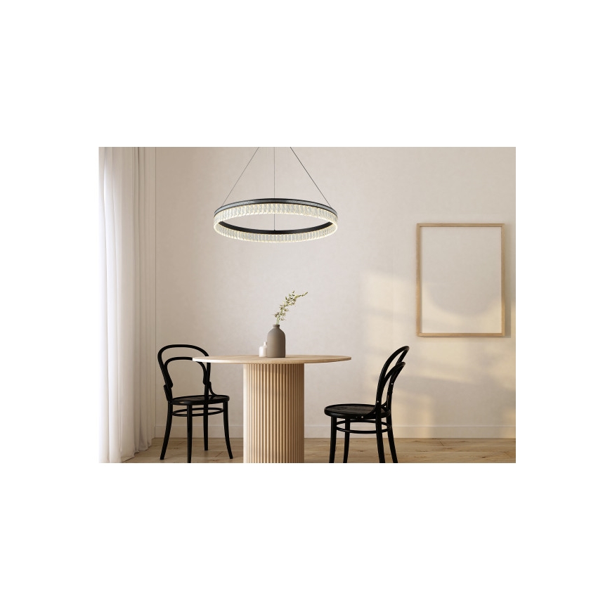 LED dæmpbar krystallysekrone på stålwire THALIA LED/55W/230V 3000-6000K Ø 80 cm + fjernbetjening