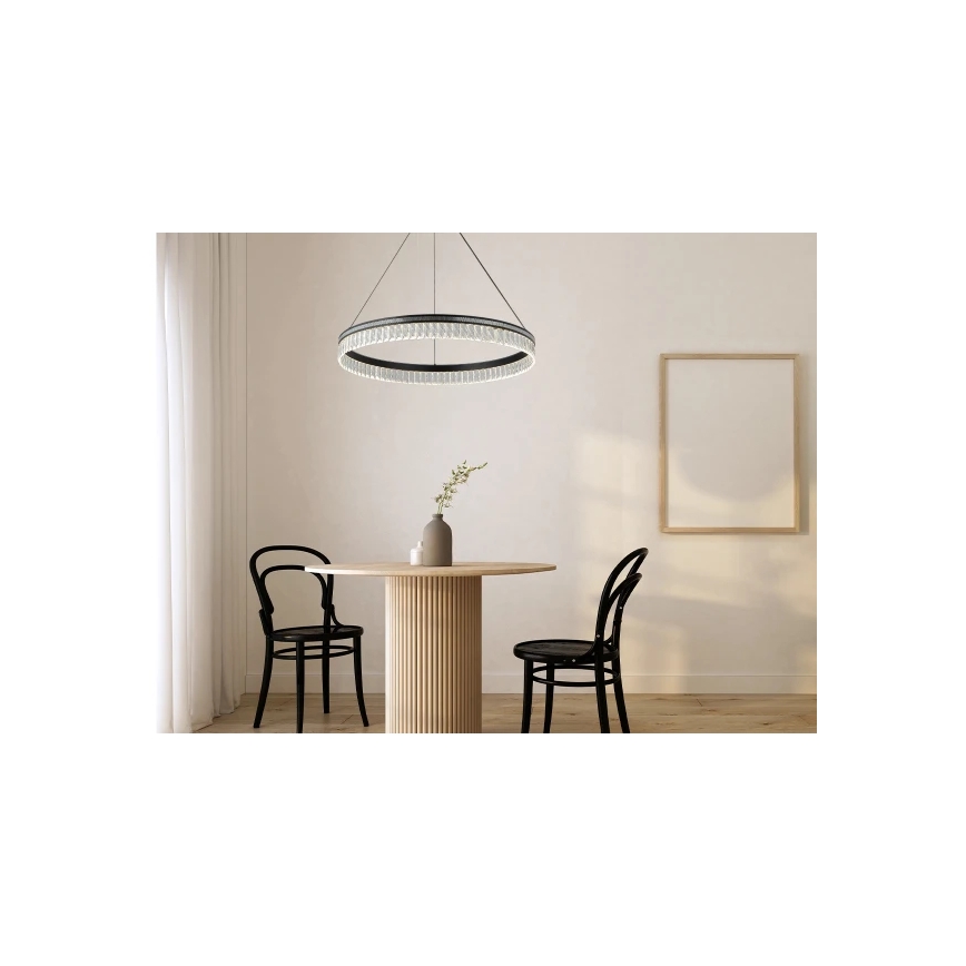LED dæmpbar krystallysekrone på stålwire THALIA LED/55W/230V 3000-6000K Ø 80 cm + fjernbetjening