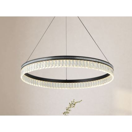 LED dæmpbar krystallysekrone på stålwire THALIA LED/55W/230V 3000-6000K Ø 80 cm + fjernbetjening