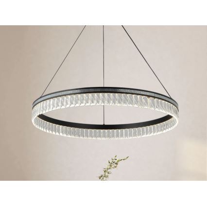 LED dæmpbar krystallysekrone på stålwire THALIA LED/55W/230V 3000-6000K Ø 80 cm + fjernbetjening