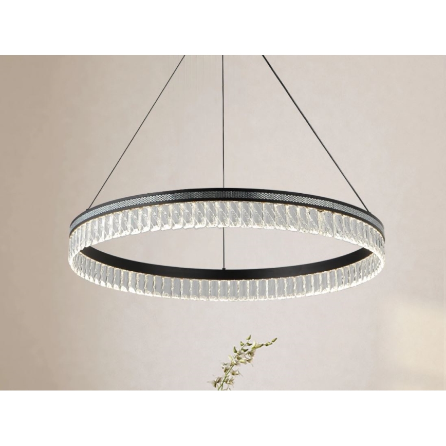 LED dæmpbar krystallysekrone på stålwire THALIA LED/55W/230V 3000-6000K Ø 80 cm + fjernbetjening
