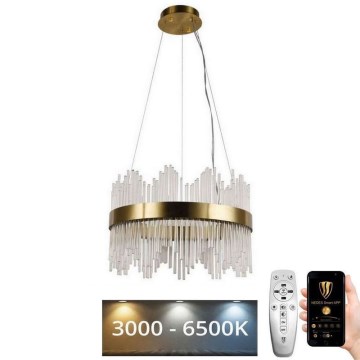 LED Dæmpbar krystal lysekrone på wire LED/70W/230V 3000-6500K guld + fjernbetjening