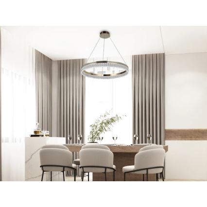 Dæmpbar LED krystal lysekrone med wireophæng THALIA LED/55W/230V 3000-6000K Ø 80 cm + fjernbetjening