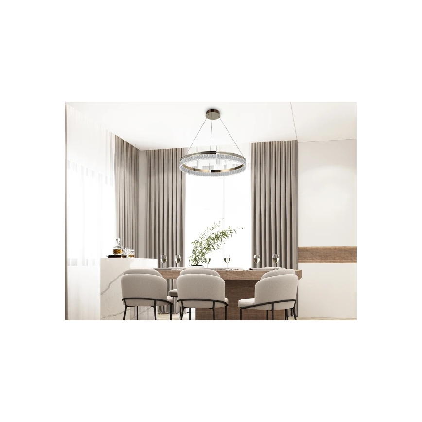 Dæmpbar LED krystal lysekrone med wireophæng THALIA LED/55W/230V 3000-6000K Ø 80 cm + fjernbetjening