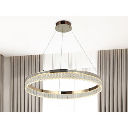Dæmpbar LED krystal lysekrone med wireophæng THALIA LED/55W/230V 3000-6000K Ø 80 cm + fjernbetjening