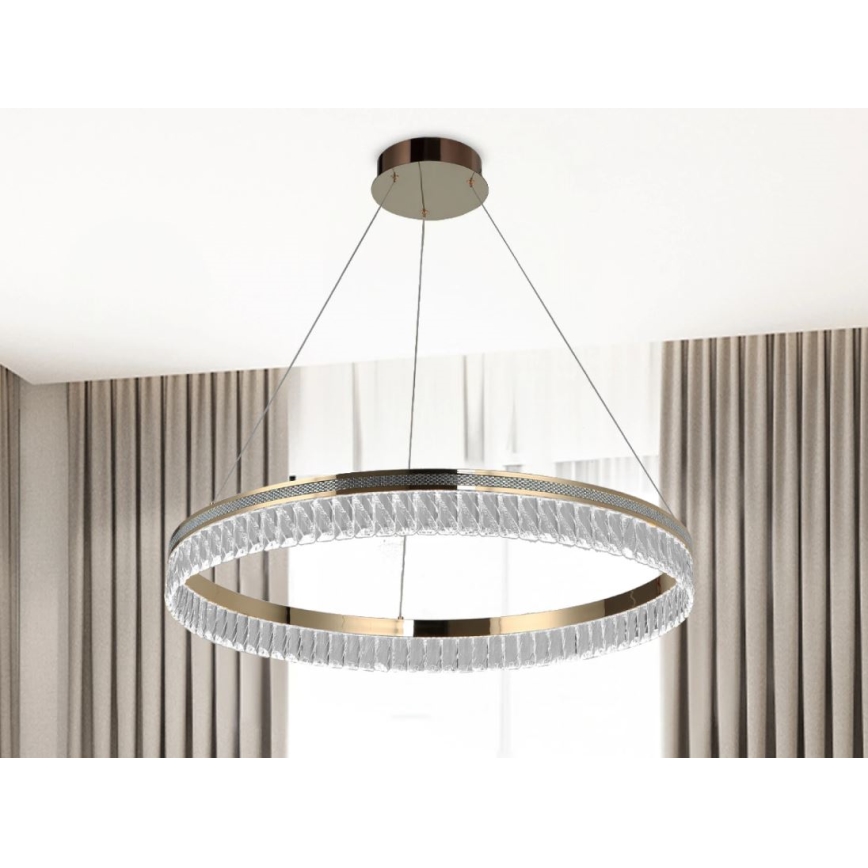 Dæmpbar LED krystal lysekrone med wireophæng THALIA LED/55W/230V 3000-6000K Ø 80 cm + fjernbetjening