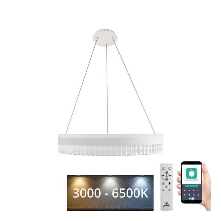 LED Dæmpbar krystal pendel på snor LED/80W/230V 3000-6500K hvid + fjernbetjening