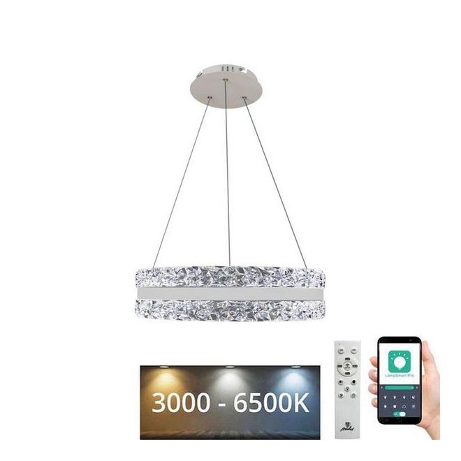 LED Dæmpbar krystal pendel på snor LED/80W/230V 3000-6500K hvid + fjernbetjening