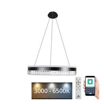 LED Dæmpbar krystal pendel på snor LED/80W/230V 3000-6500K sort + fjernbetjening