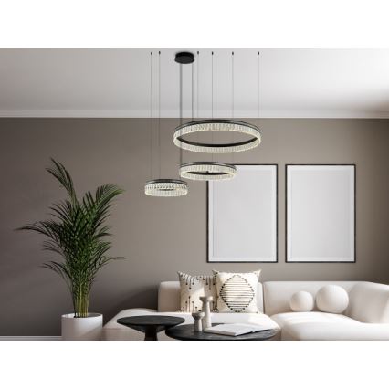 LED-dæmpbar krystal lysekrone med wireophæng THALIA LED/120W/230V 3000-6000K + fjernbetjening