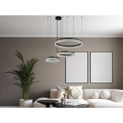 LED-dæmpbar krystal lysekrone med wireophæng THALIA LED/120W/230V 3000-6000K + fjernbetjening