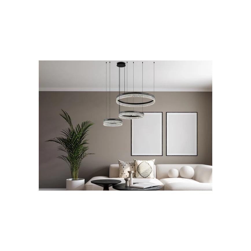 LED-dæmpbar krystal lysekrone med wireophæng THALIA LED/120W/230V 3000-6000K + fjernbetjening