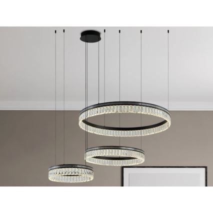 LED-dæmpbar krystal lysekrone med wireophæng THALIA LED/120W/230V 3000-6000K + fjernbetjening