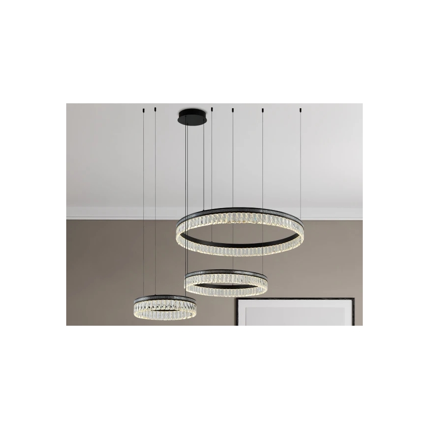 LED-dæmpbar krystal lysekrone med wireophæng THALIA LED/120W/230V 3000-6000K + fjernbetjening
