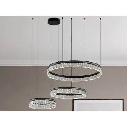 LED-dæmpbar krystal lysekrone med wireophæng THALIA LED/120W/230V 3000-6000K + fjernbetjening