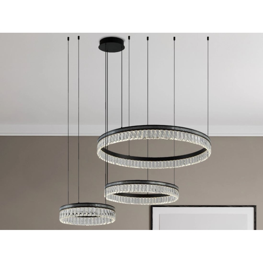 LED-dæmpbar krystal lysekrone med wireophæng THALIA LED/120W/230V 3000-6000K + fjernbetjening