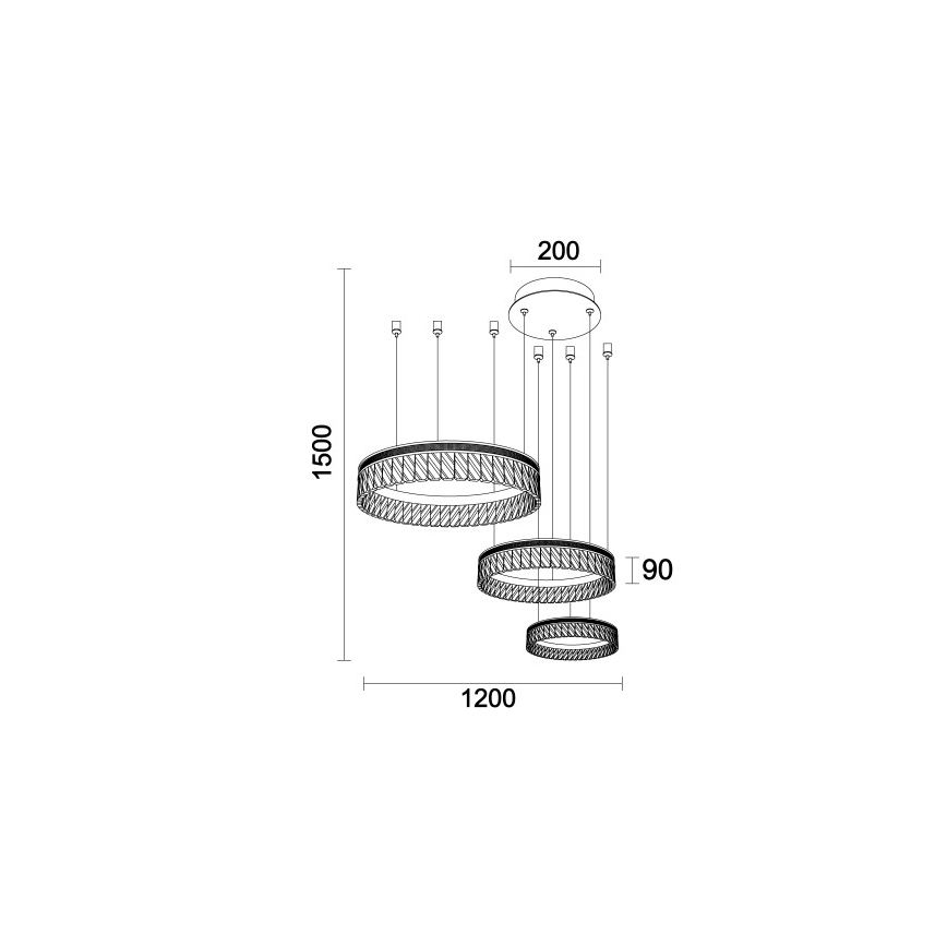 LED-dæmpbar krystal lysekrone med wireophæng THALIA LED/120W/230V 3000-6000K + fjernbetjening