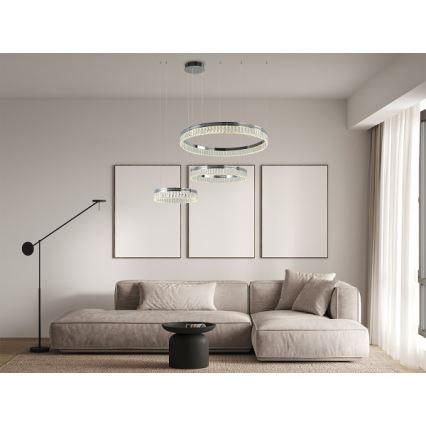 Dæmpbar LED-krystalpendel på wire THALIA LED/120W/230V 3000-6000K + fjernbetjening