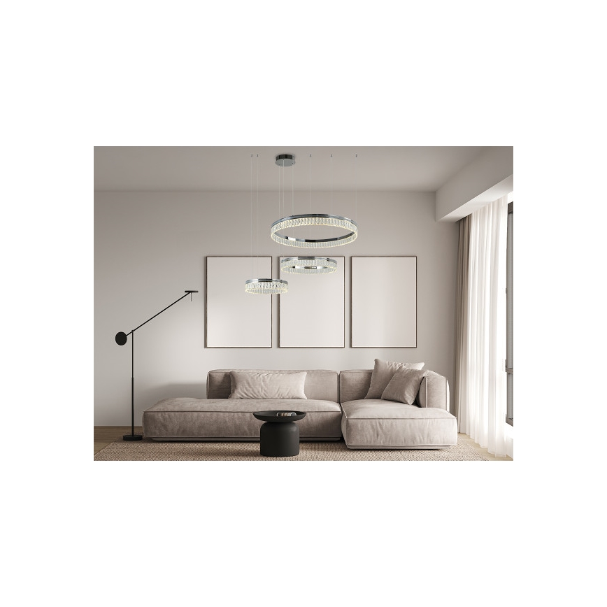 Dæmpbar LED-krystalpendel på wire THALIA LED/120W/230V 3000-6000K + fjernbetjening
